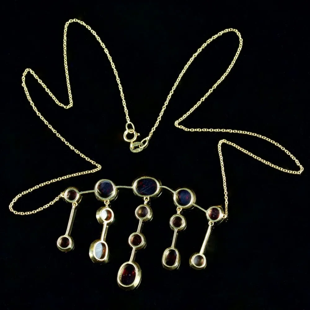 Garnet Cascading Necklace 18Ct Gold Necklace