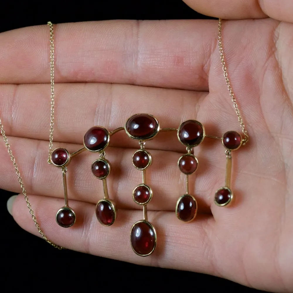 Garnet Cascading Necklace 18Ct Gold Necklace
