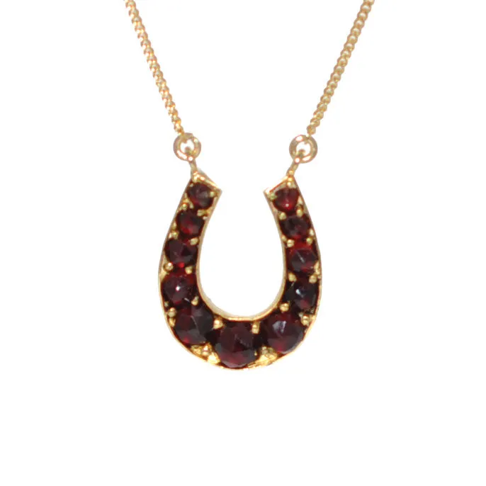 Garnet Horse Shoe Necklace