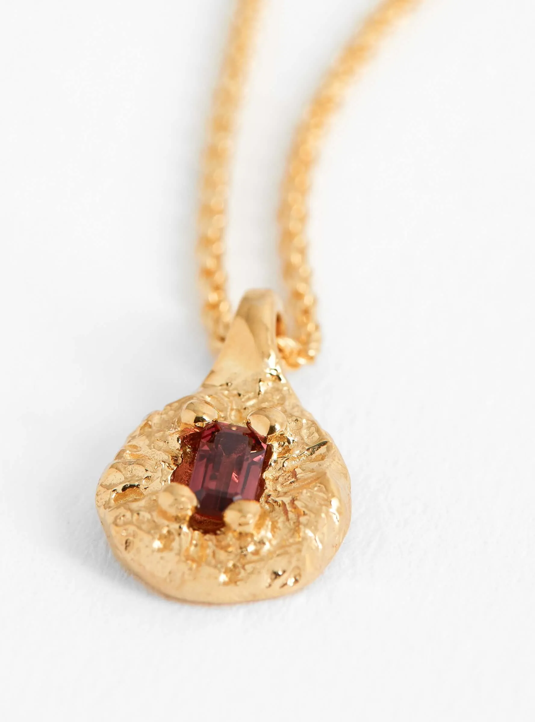 Garnet Space Rock Necklace Vermeil