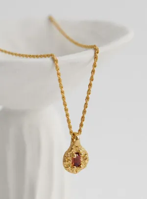 Garnet Space Rock Necklace Vermeil