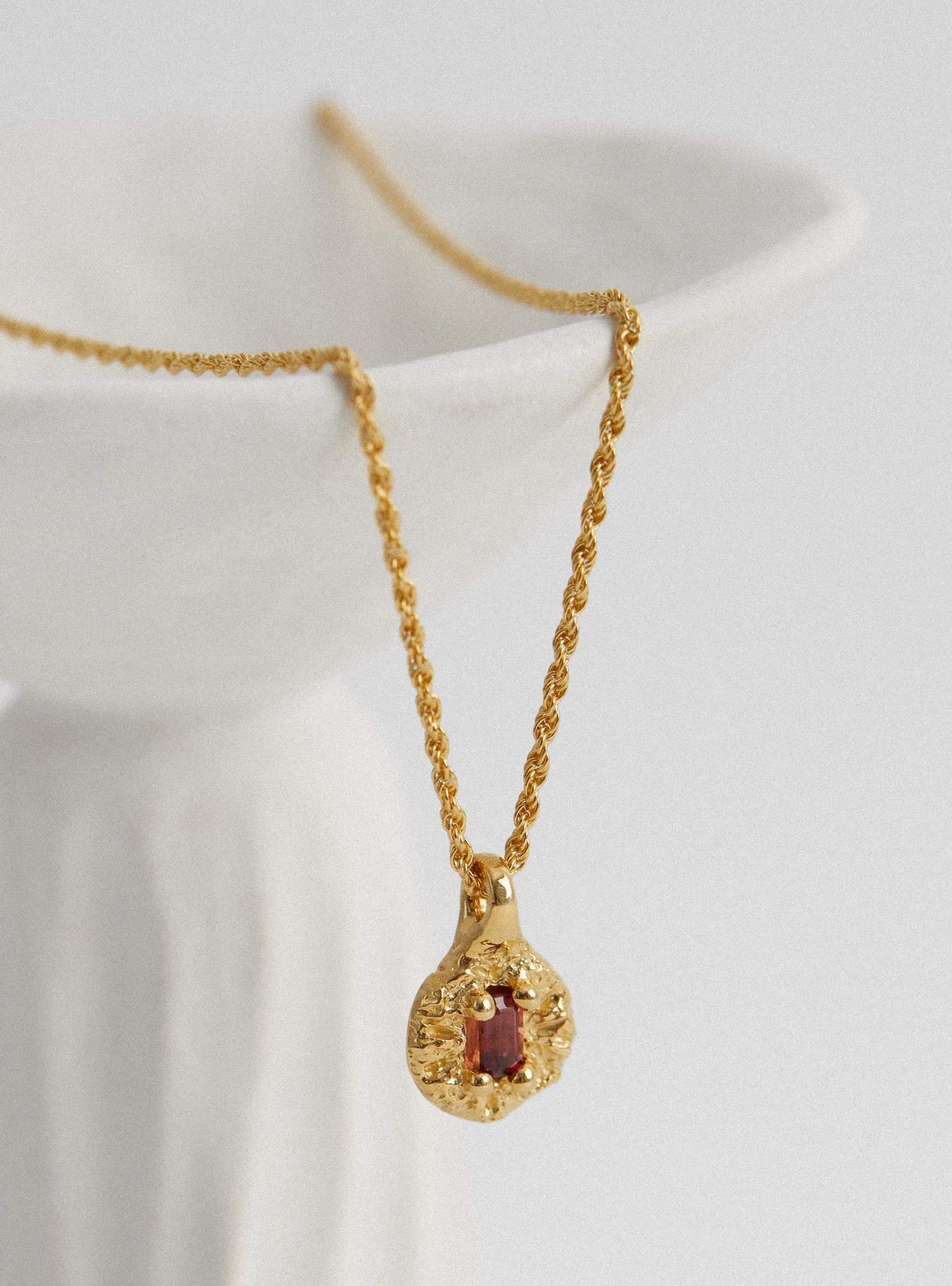Garnet Space Rock Necklace Vermeil