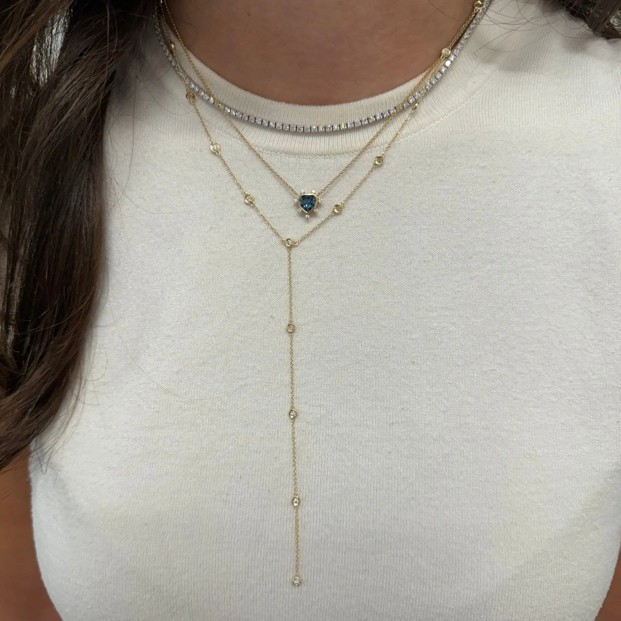 Gemstone & Diamond Heart Necklace