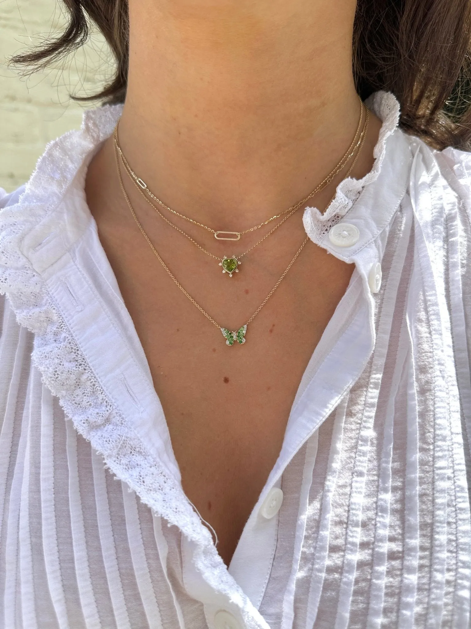 Gemstone & Diamond Heart Necklace