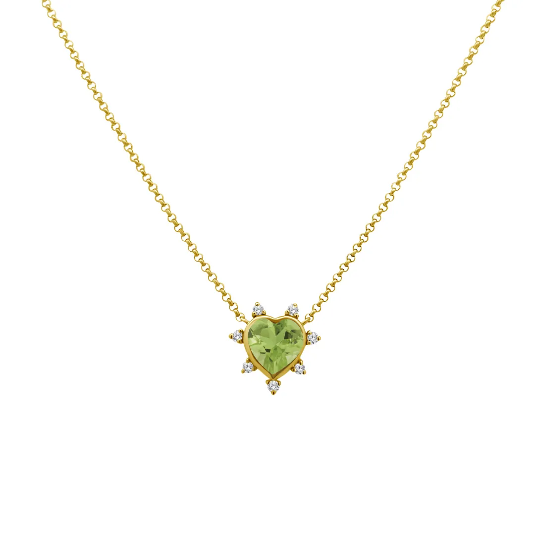 Gemstone & Diamond Heart Necklace