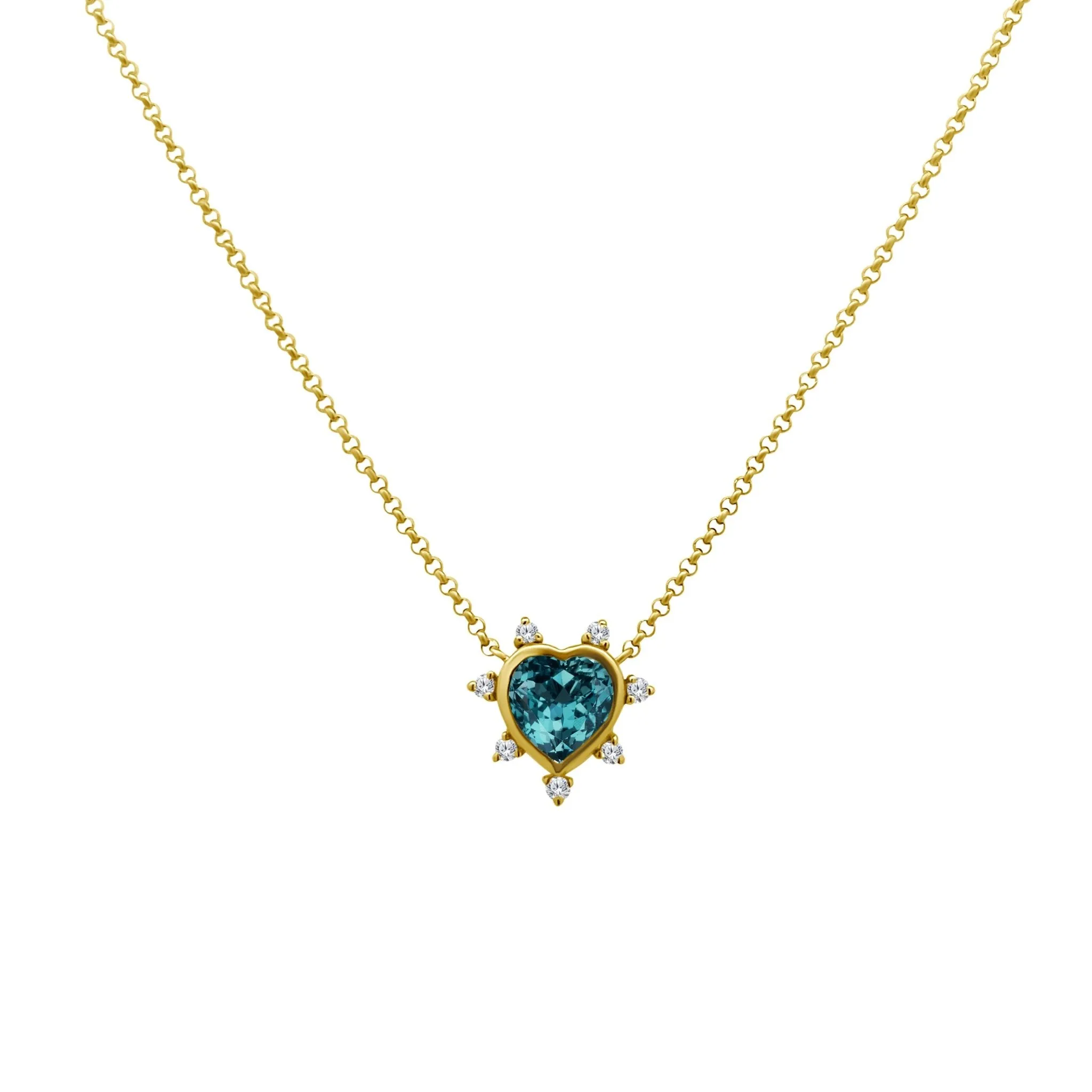 Gemstone & Diamond Heart Necklace