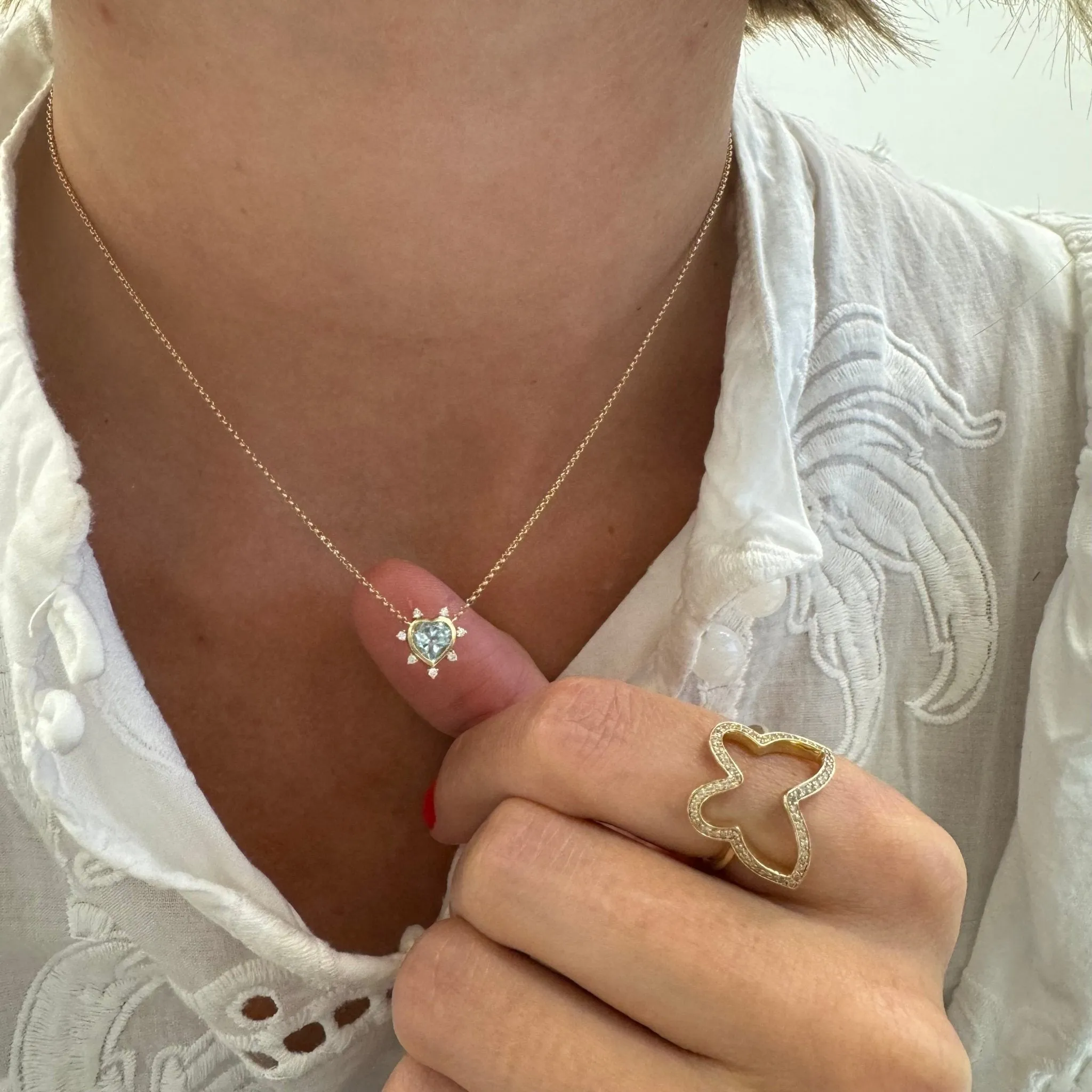 Gemstone & Diamond Heart Necklace