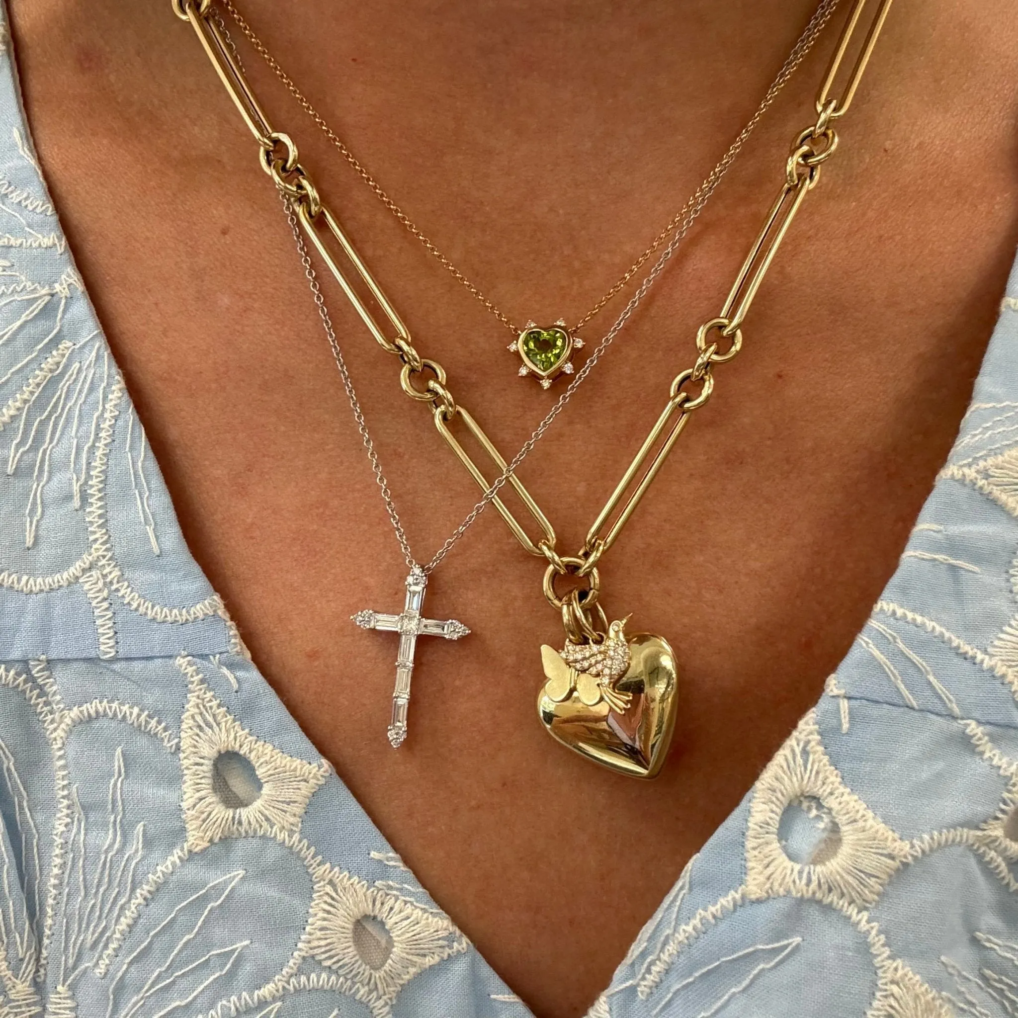 Gemstone & Diamond Heart Necklace