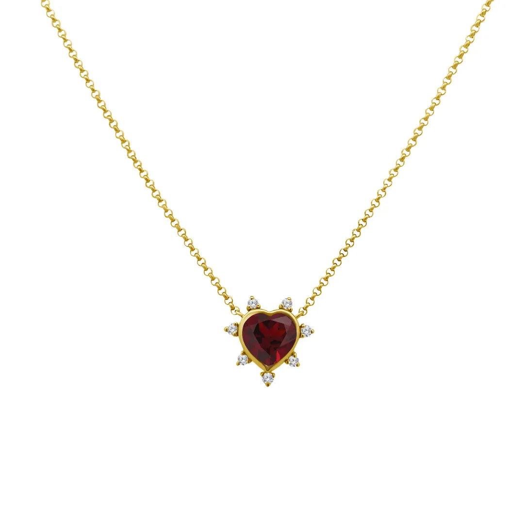 Gemstone & Diamond Heart Necklace