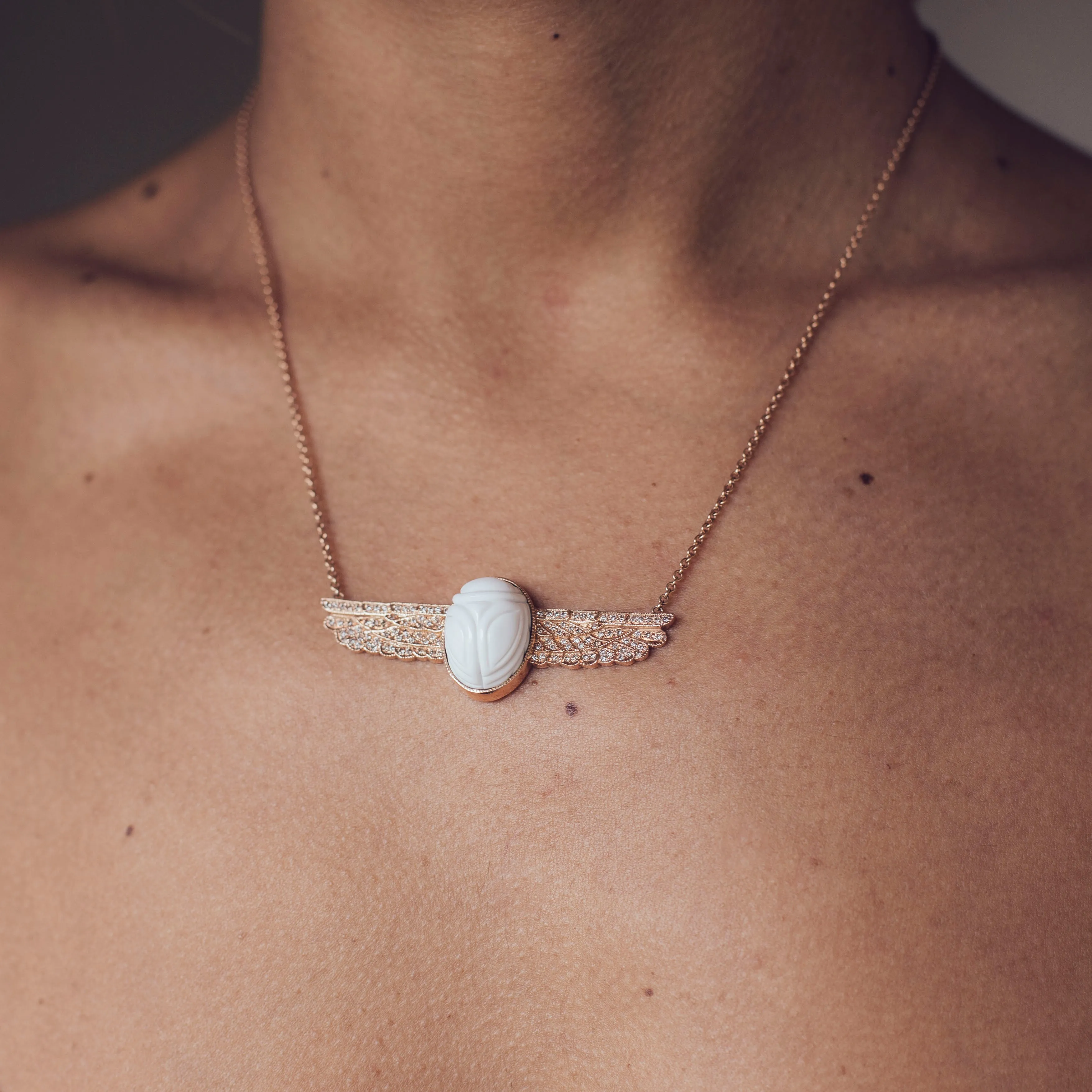 GEMSTONE SCARAB WING NECKLACE