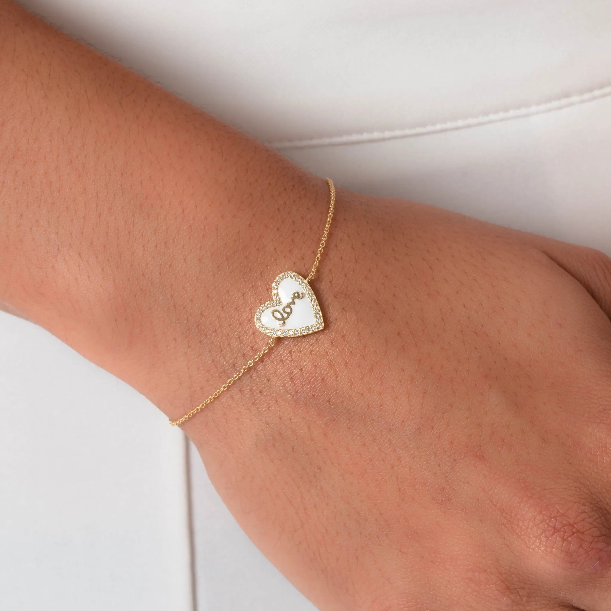 Georgini Reflection Enamel Love Heart Bracelet Gold