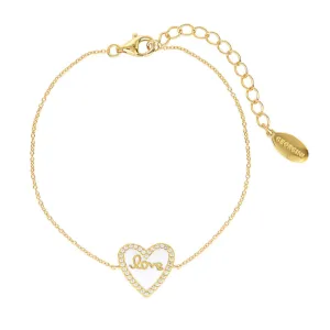 Georgini Reflection Enamel Love Heart Bracelet Gold