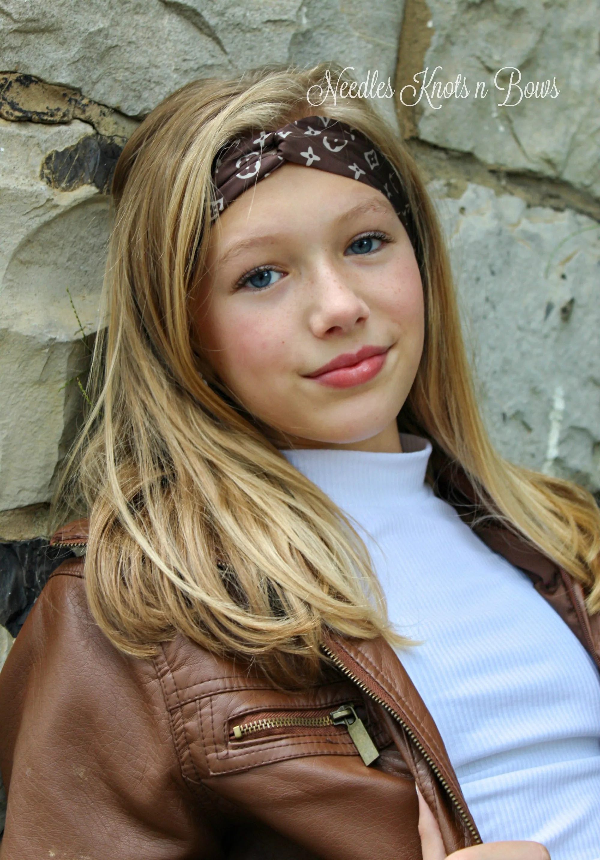 Girls Fashion Logo Headband, Girls Turban Style Headband, Hair Accessories, Black or Brown