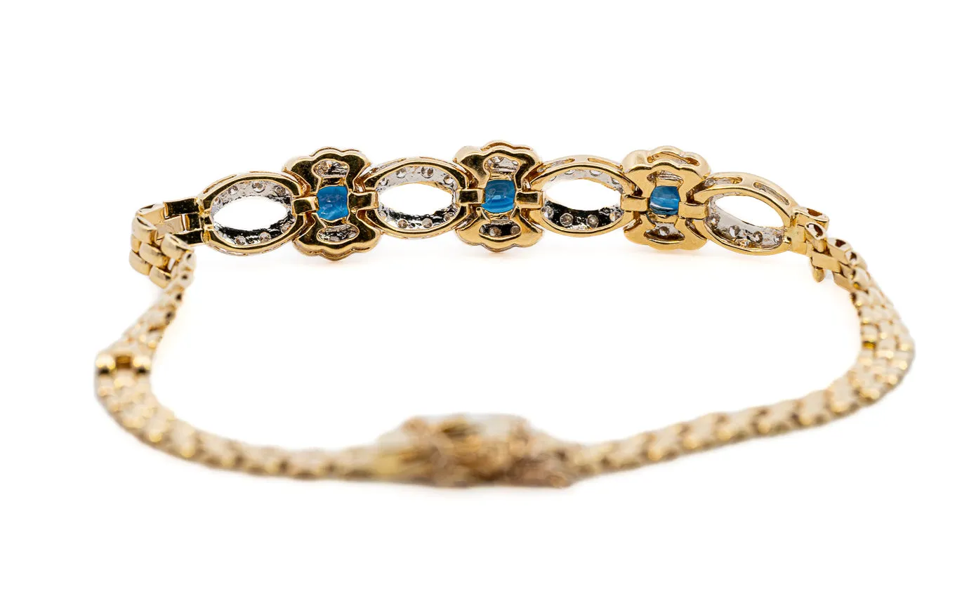 Glamorous 18ct Yellow Gold Bracelet with Sapphires & Diamonds