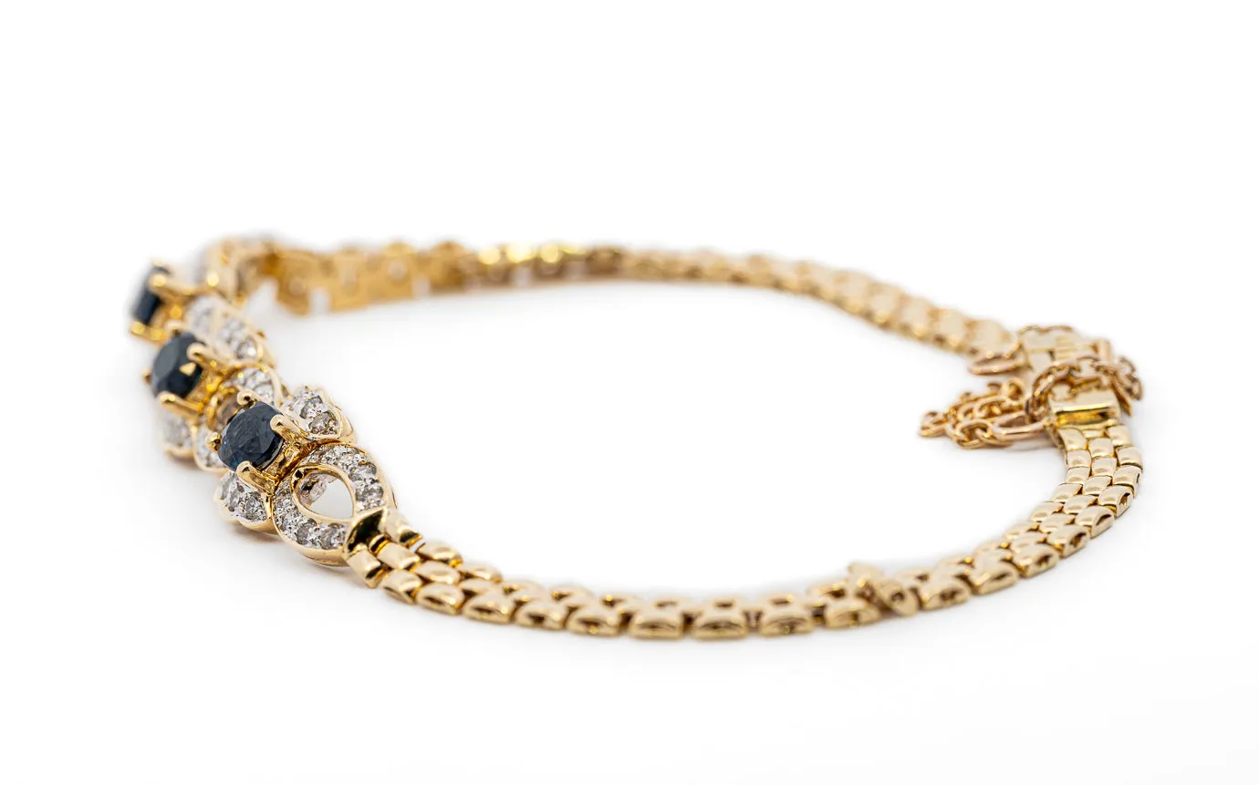 Glamorous 18ct Yellow Gold Bracelet with Sapphires & Diamonds