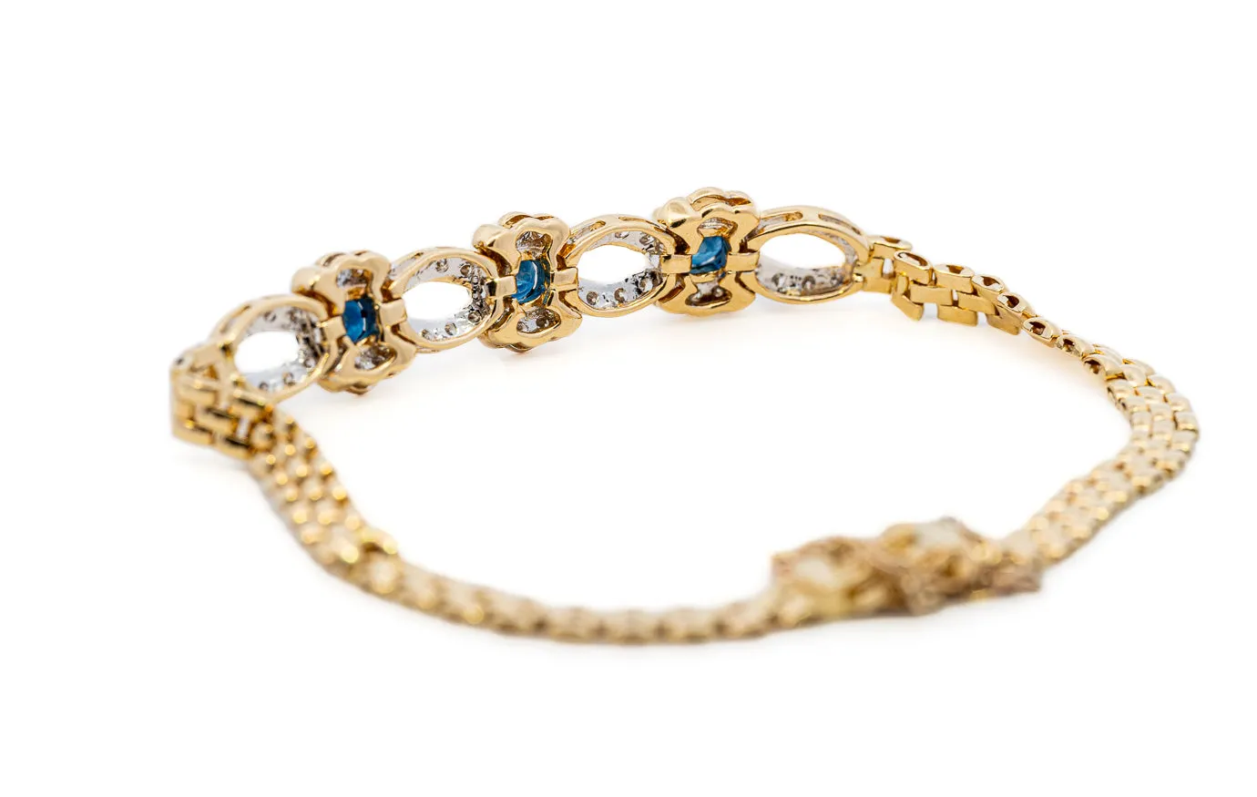 Glamorous 18ct Yellow Gold Bracelet with Sapphires & Diamonds
