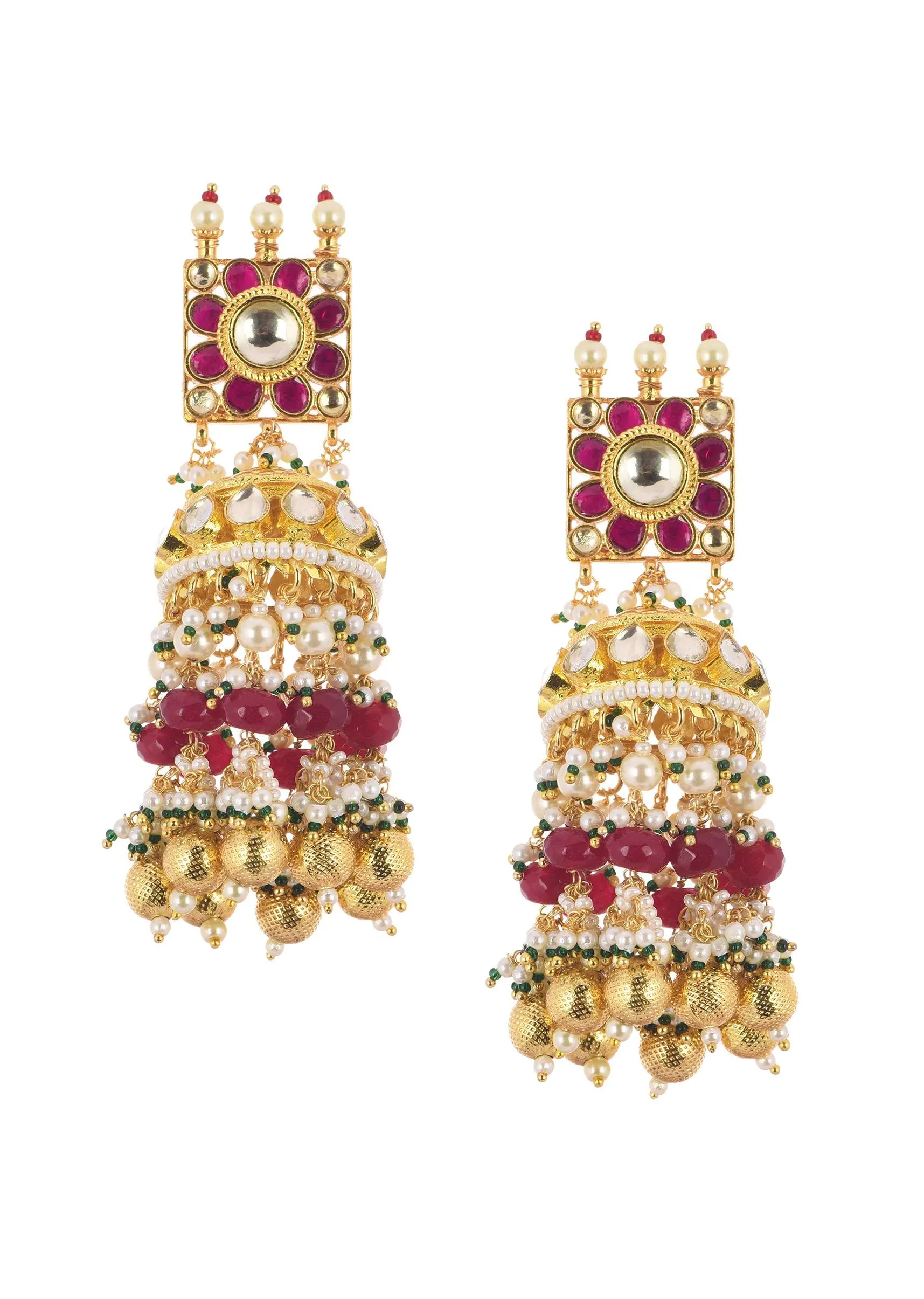 Gold Finish Choker Set With Red Meenakari In Mix Metal