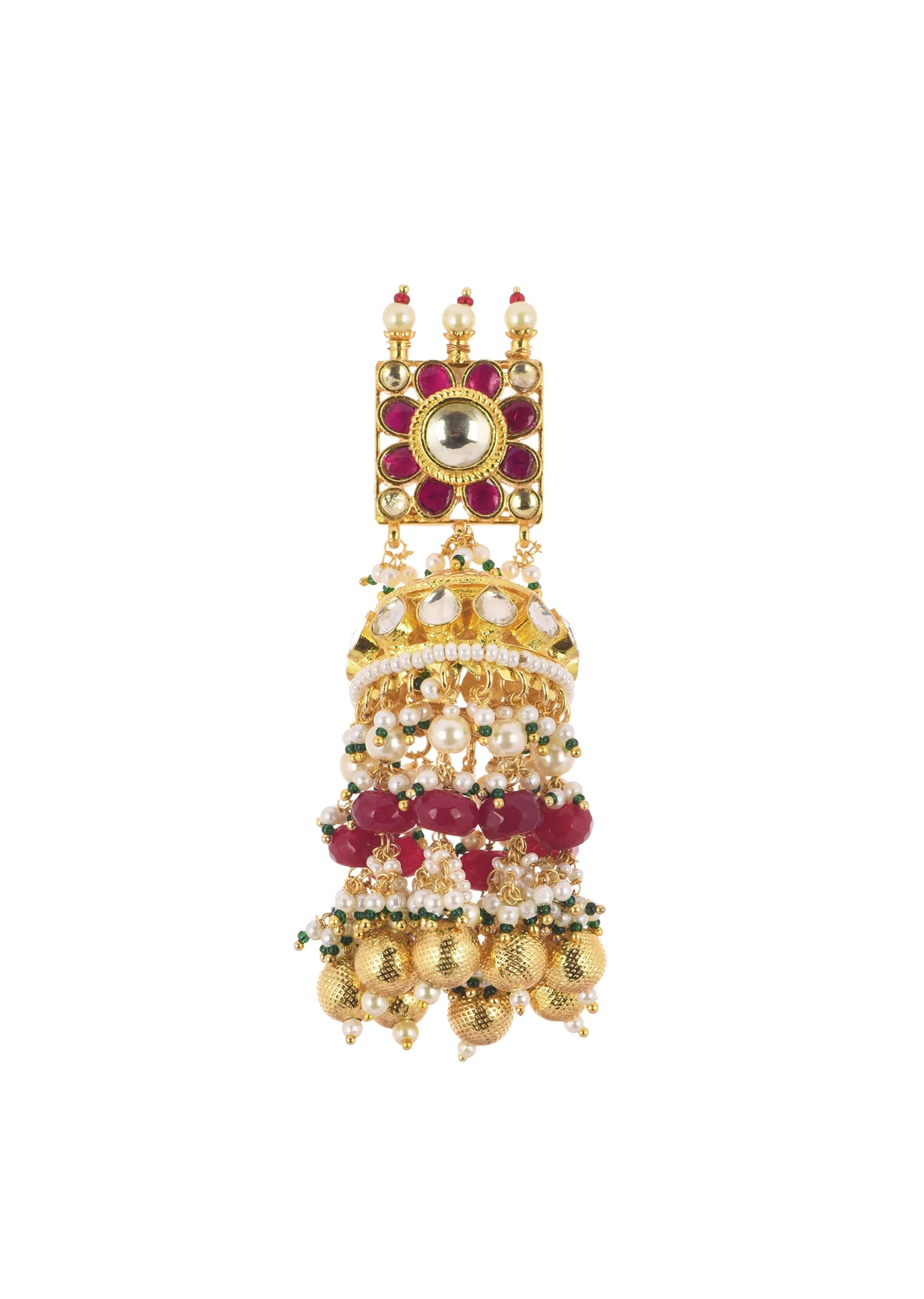 Gold Finish Choker Set With Red Meenakari In Mix Metal