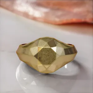 Golden Globe 14K Diamond Shaped Signet Ring For Men
