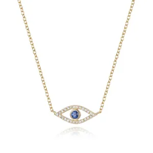 Golden Sapphire 14K Gold Evil Eye Charm Necklace