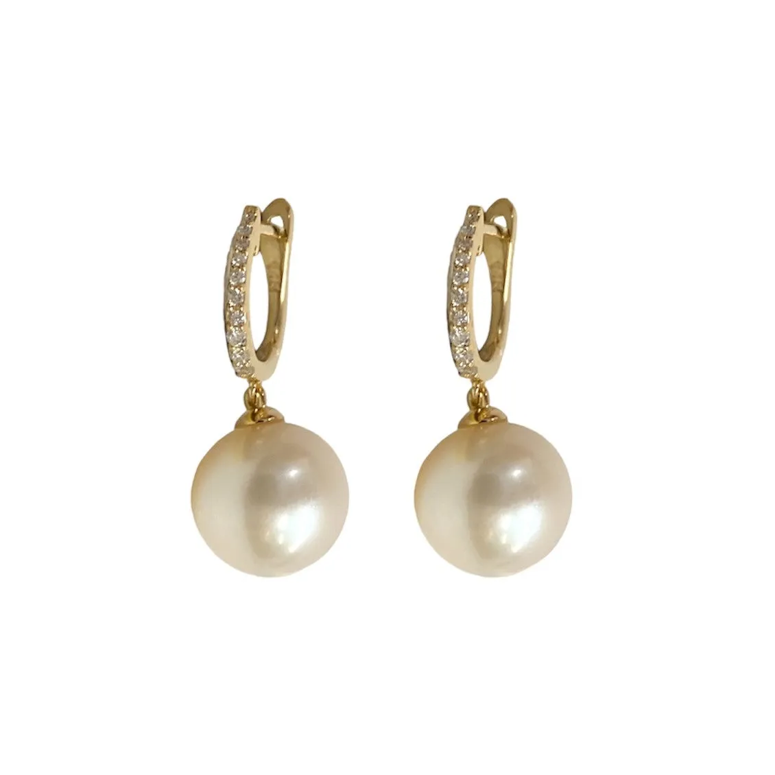 Graduated Diamond & Pearl Earrings