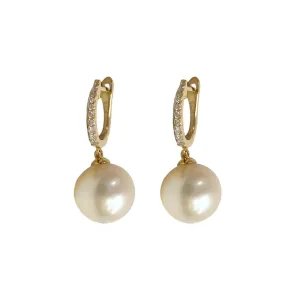 Graduated Diamond & Pearl Earrings
