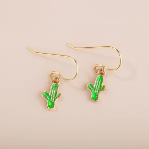 Green Cactus Earrings