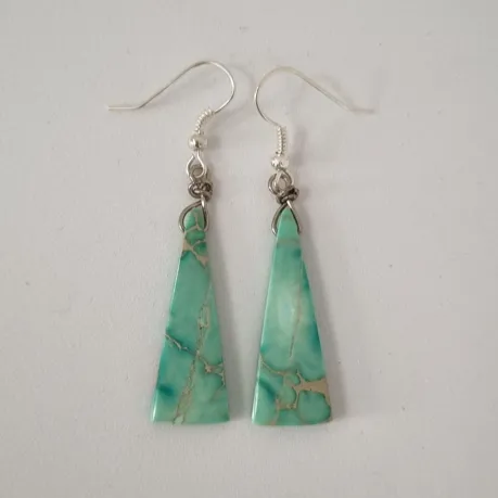 Green Sediment Turquoise Stone - Boho Earrings