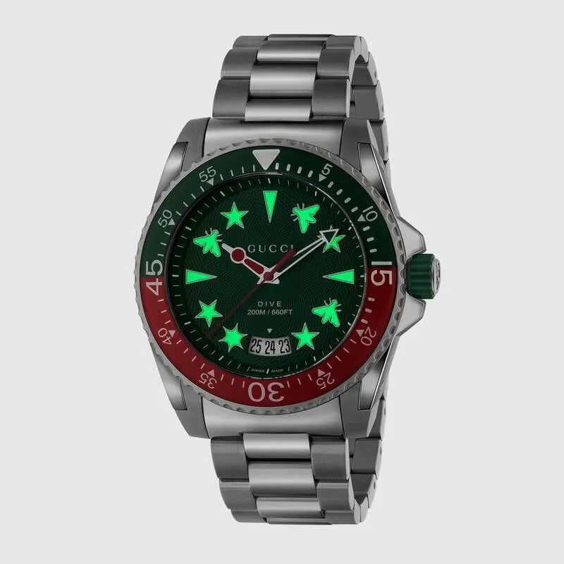 Gucci Dive XL Stainless Steel Green Dial 45mm Quartz
