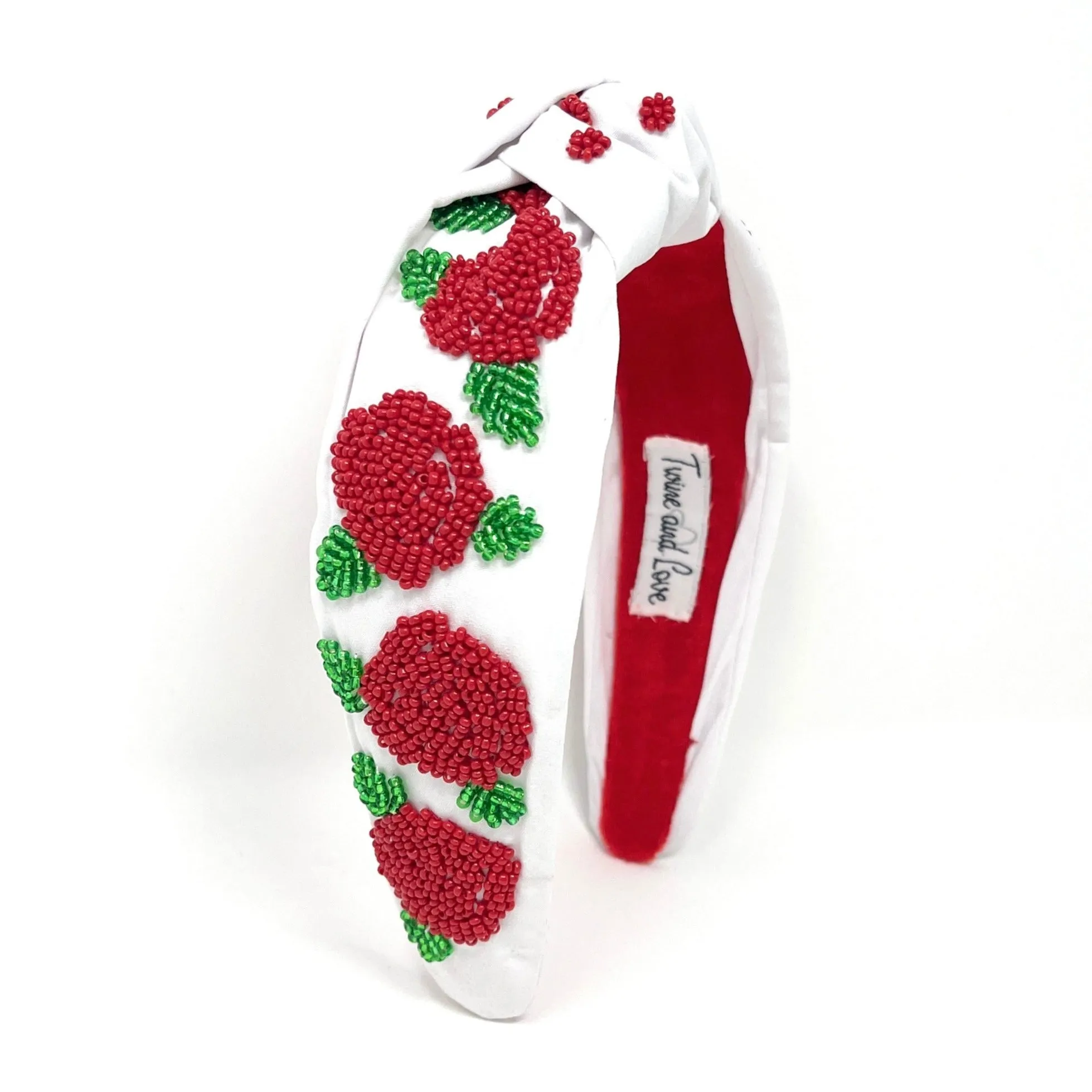 Hand Beaded Garland of Roses Knotted Headband
