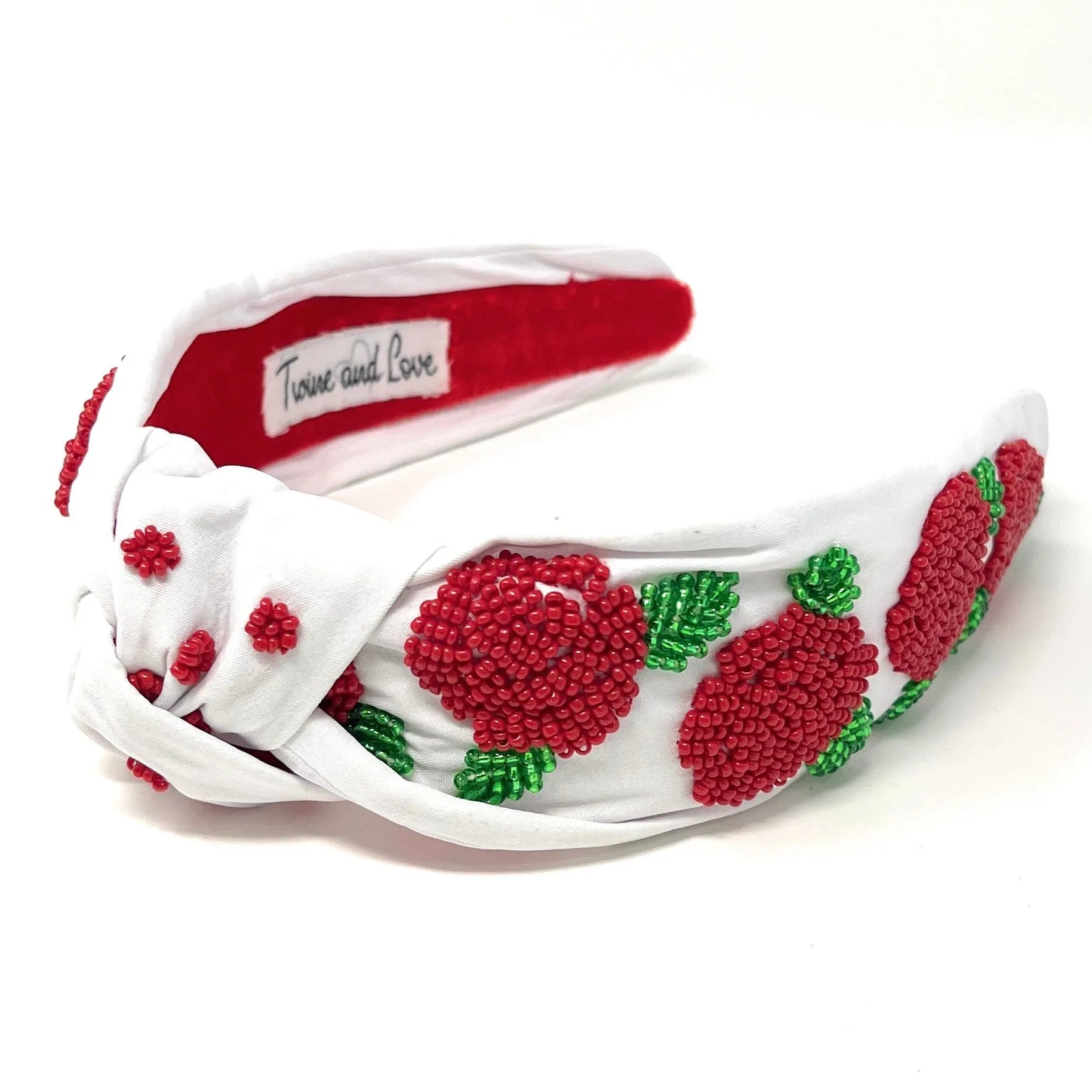 Hand Beaded Garland of Roses Knotted Headband