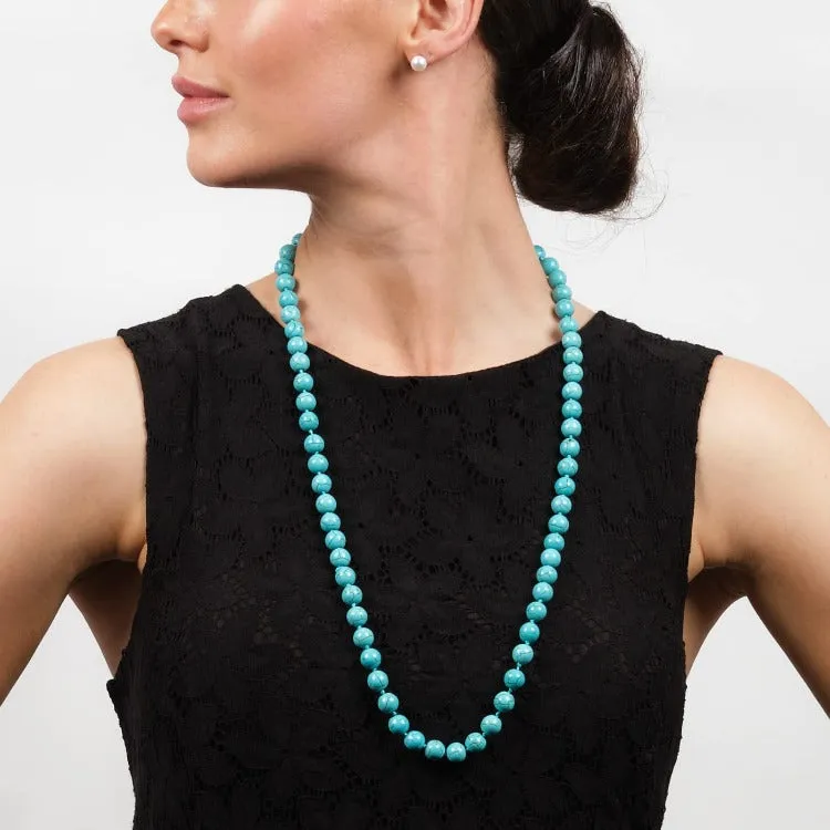 Handmade Gemstone Beaded Necklace 10mm Natural Gemstone - 75cm Long Necklace for Women