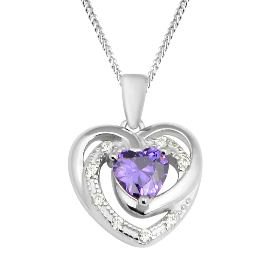 Heart Pendant with Chain in Sterling Silver