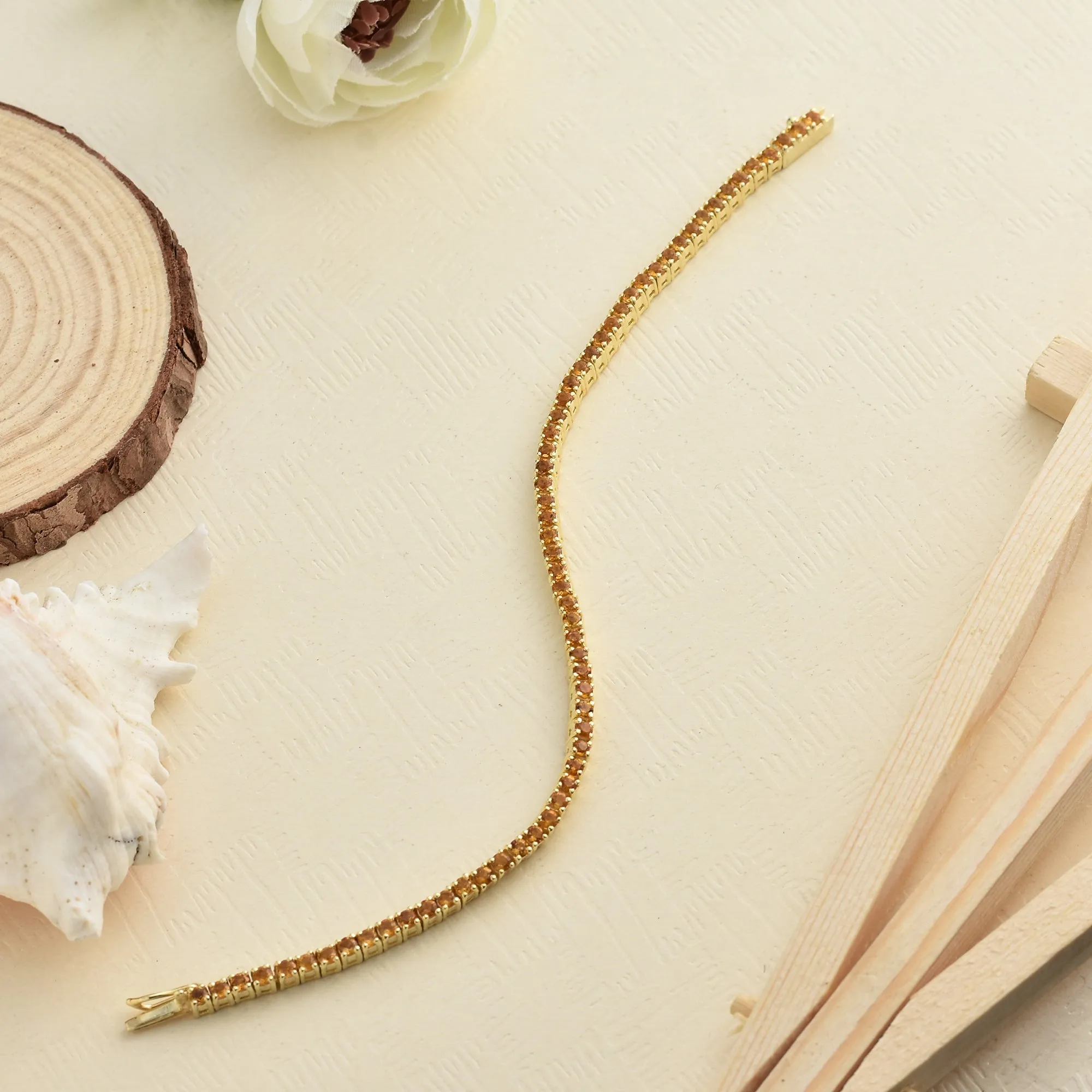 Heavenly Solitaire Citrine Tennis Bracelet