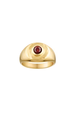 HERITAGE SIGNET PINKY RING - GARNET