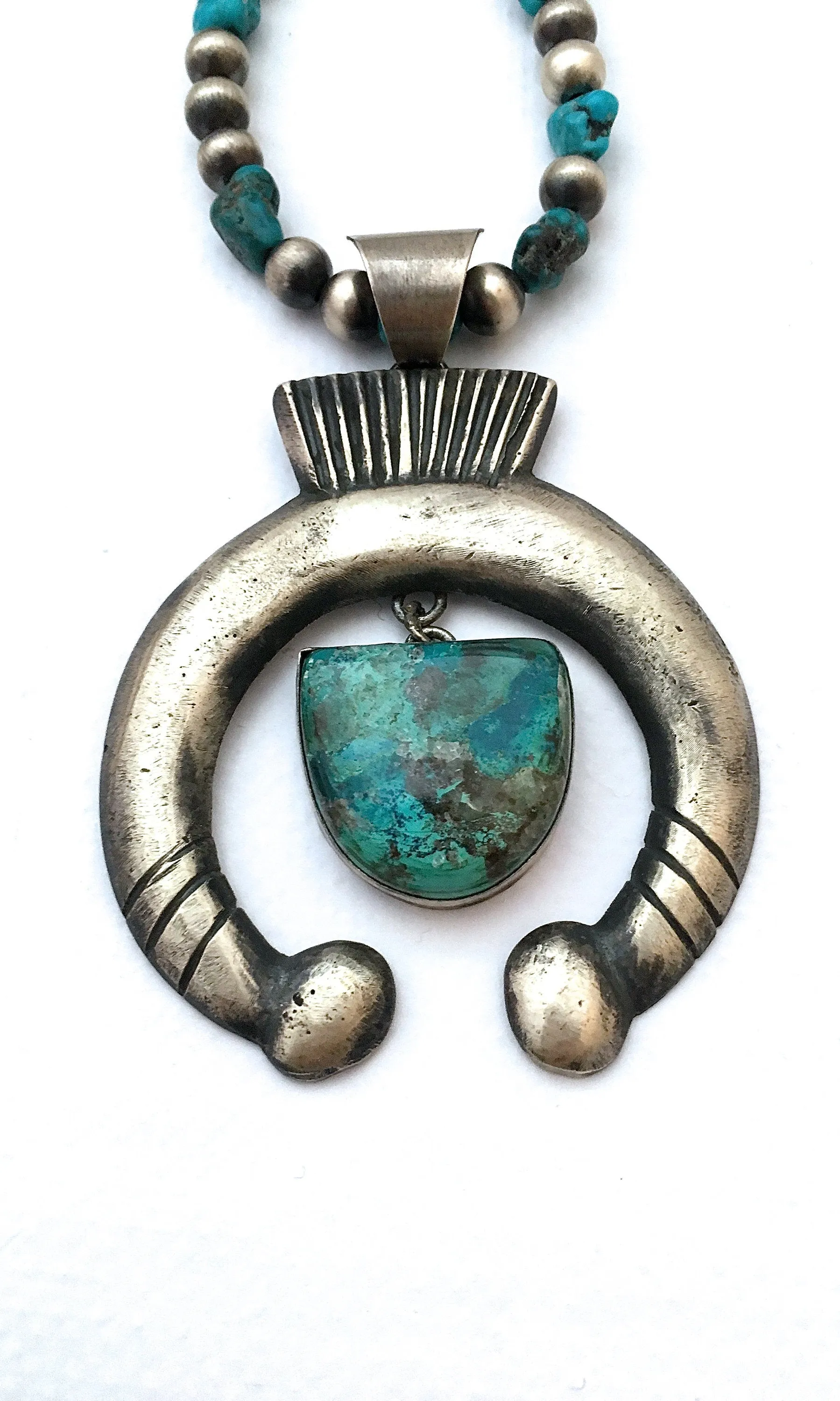 HI HO SILVER Navajo Naja Silver & Turquoise Necklace by Chimney Butte