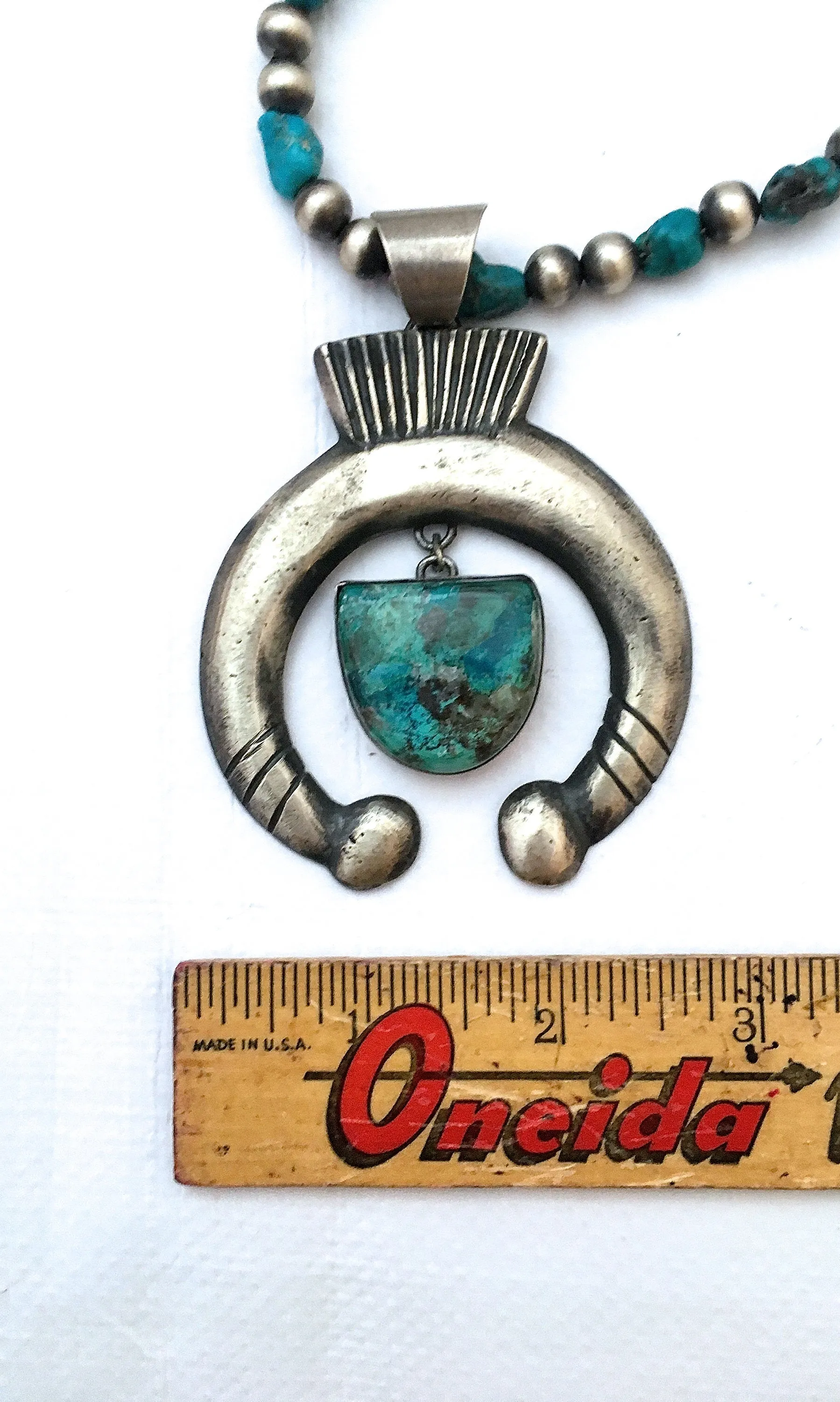 HI HO SILVER Navajo Naja Silver & Turquoise Necklace by Chimney Butte