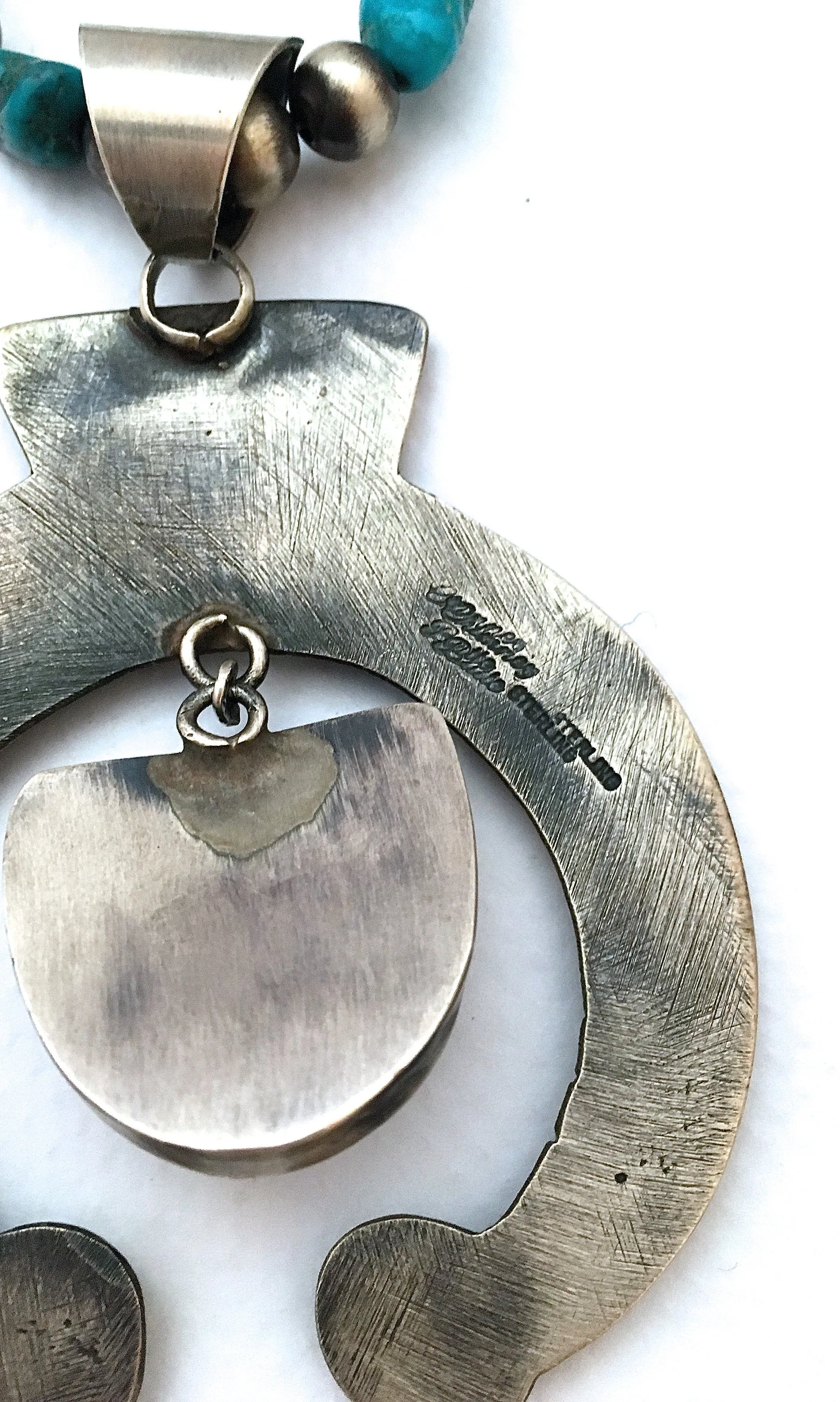 HI HO SILVER Navajo Naja Silver & Turquoise Necklace by Chimney Butte
