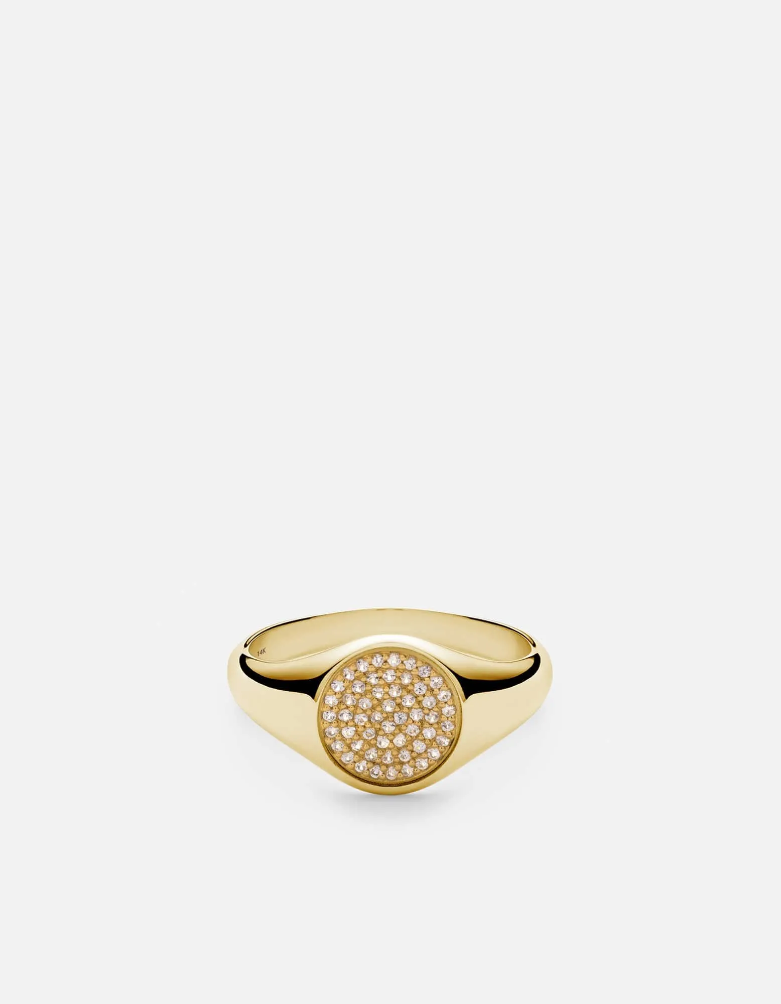 Horizon Signet Ring, 14k Gold Pavé