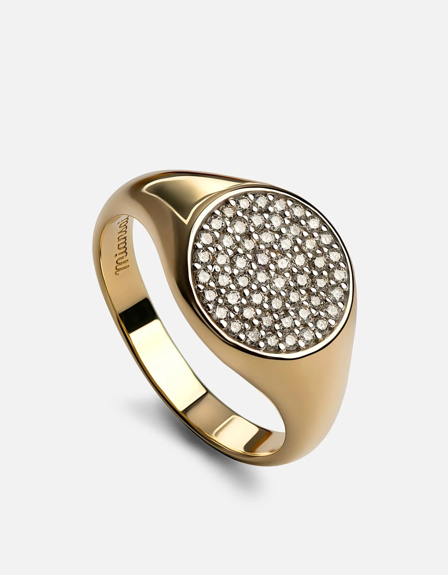 Horizon Signet Ring, 14k Gold Pavé