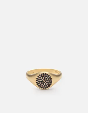 Horizon Signet Ring, 14k Matte Gold/Black Diamonds