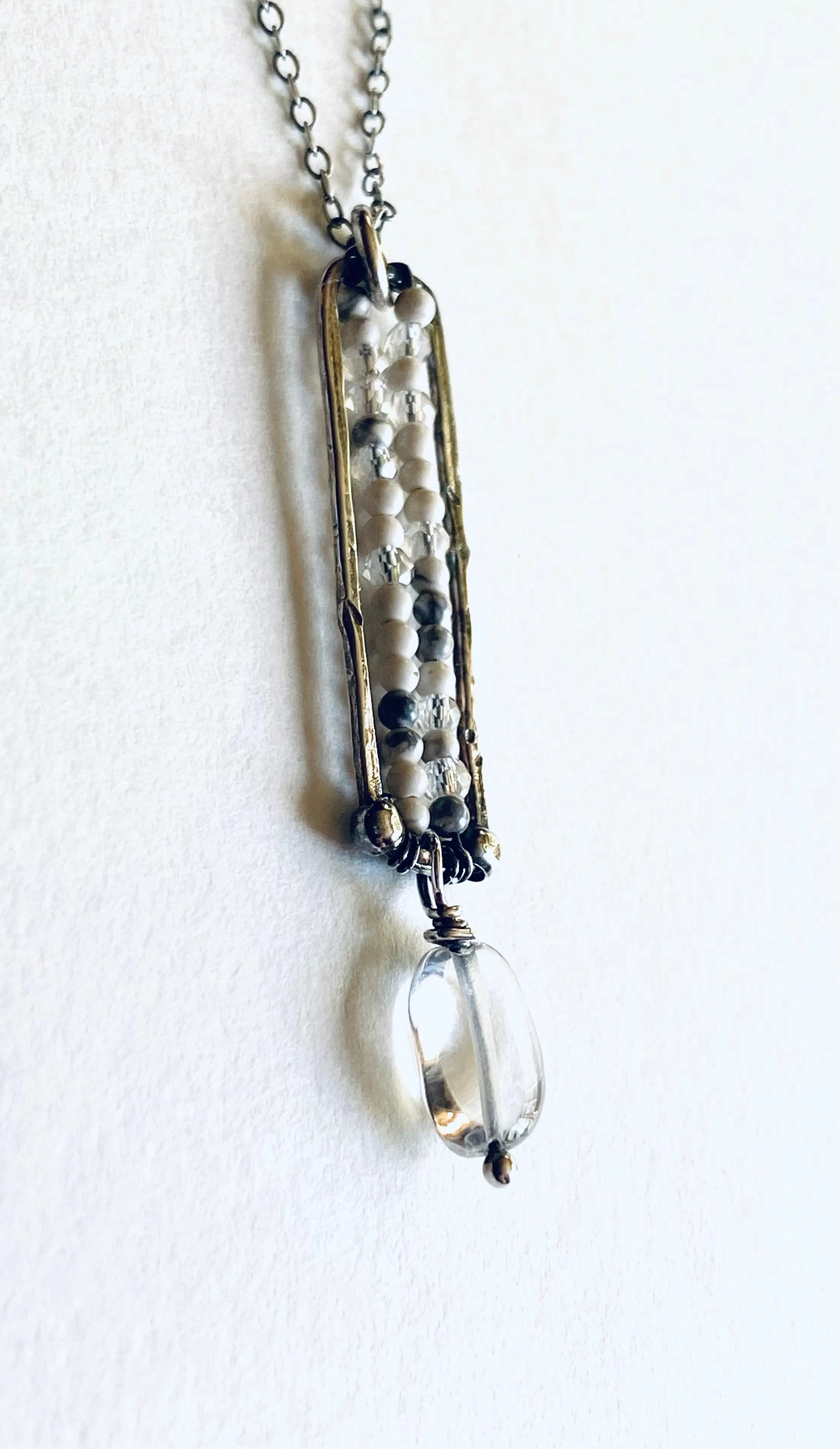 Howlite Beaded Necklace, White Gemstone Necklace, Howlite Necklace