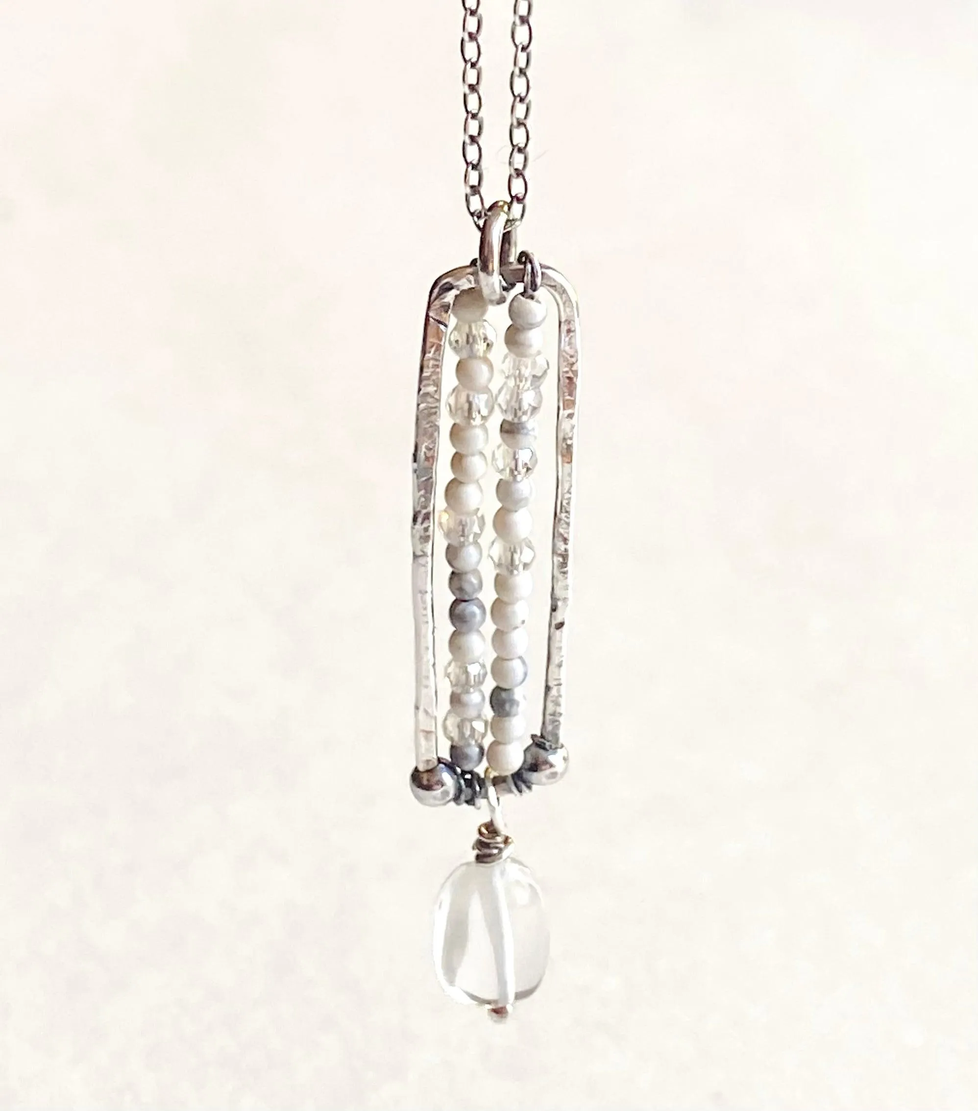 Howlite Beaded Necklace, White Gemstone Necklace, Howlite Necklace