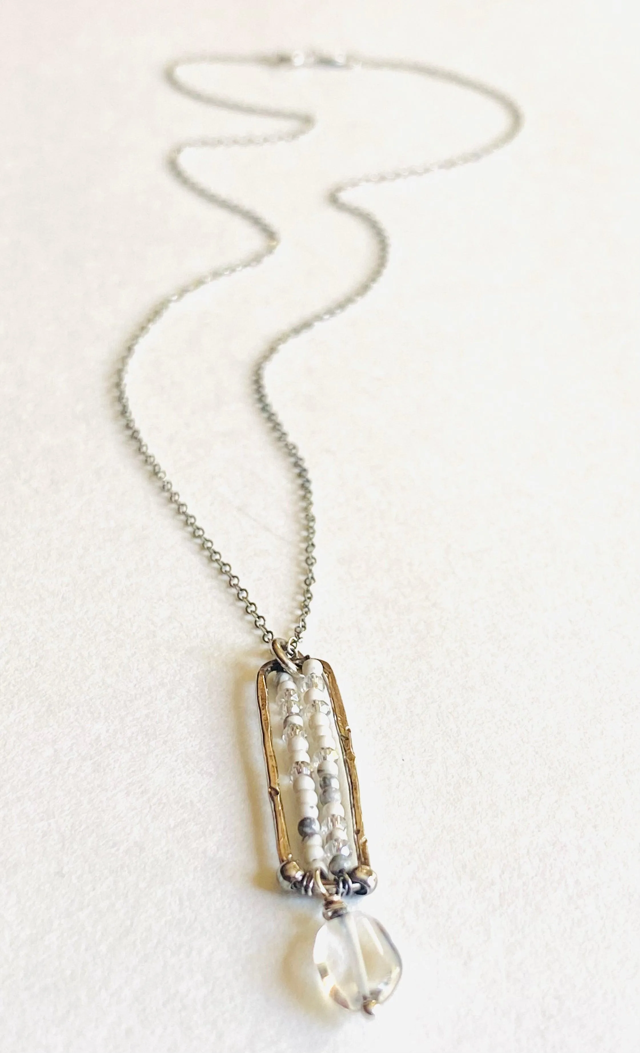 Howlite Beaded Necklace, White Gemstone Necklace, Howlite Necklace