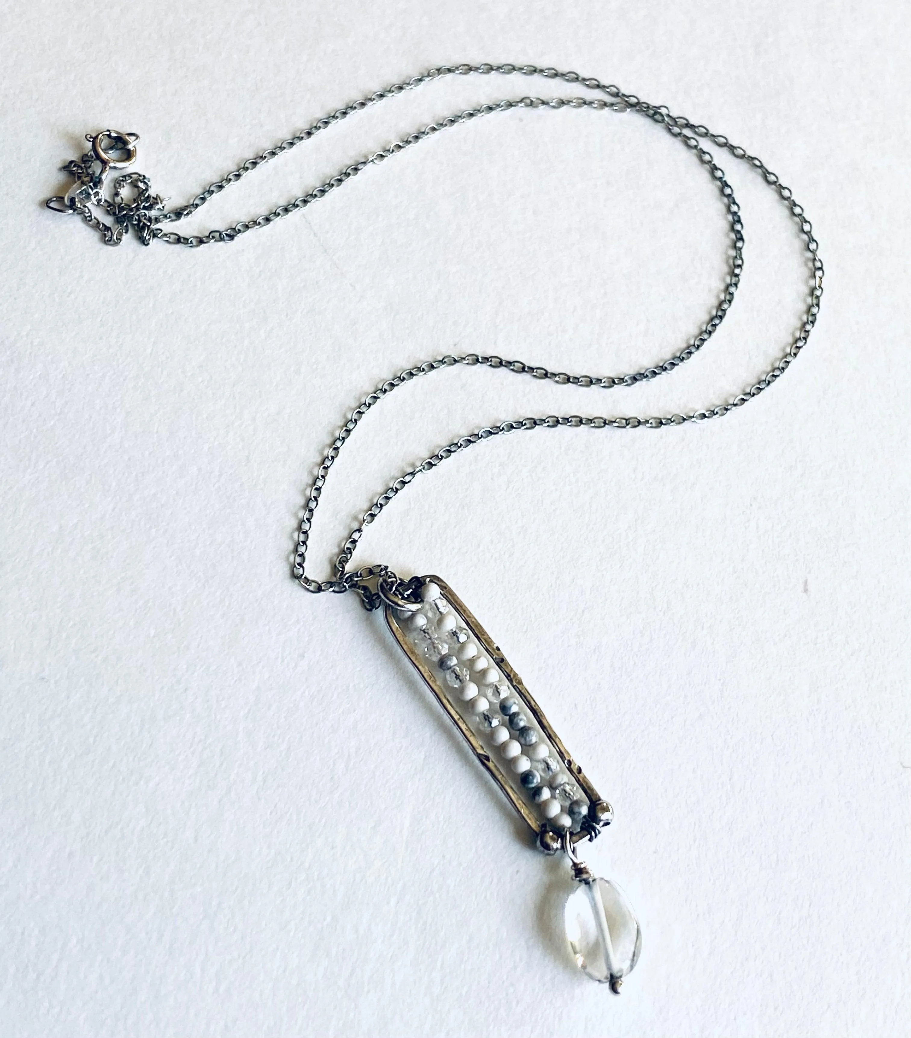 Howlite Beaded Necklace, White Gemstone Necklace, Howlite Necklace