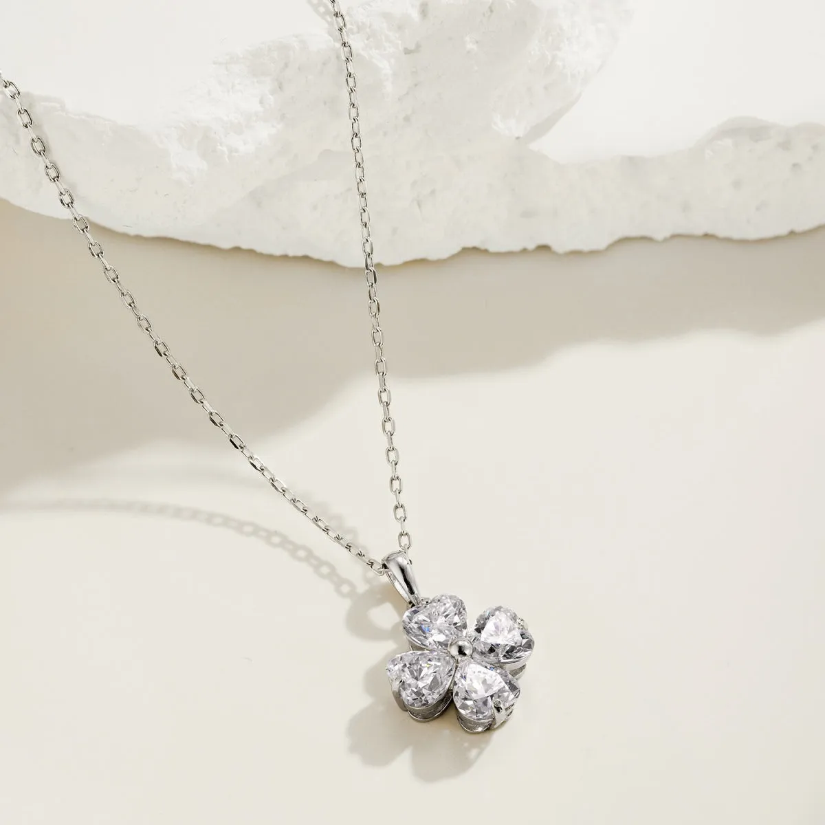 Iced Flora 3 Carat Heart Clover Necklace