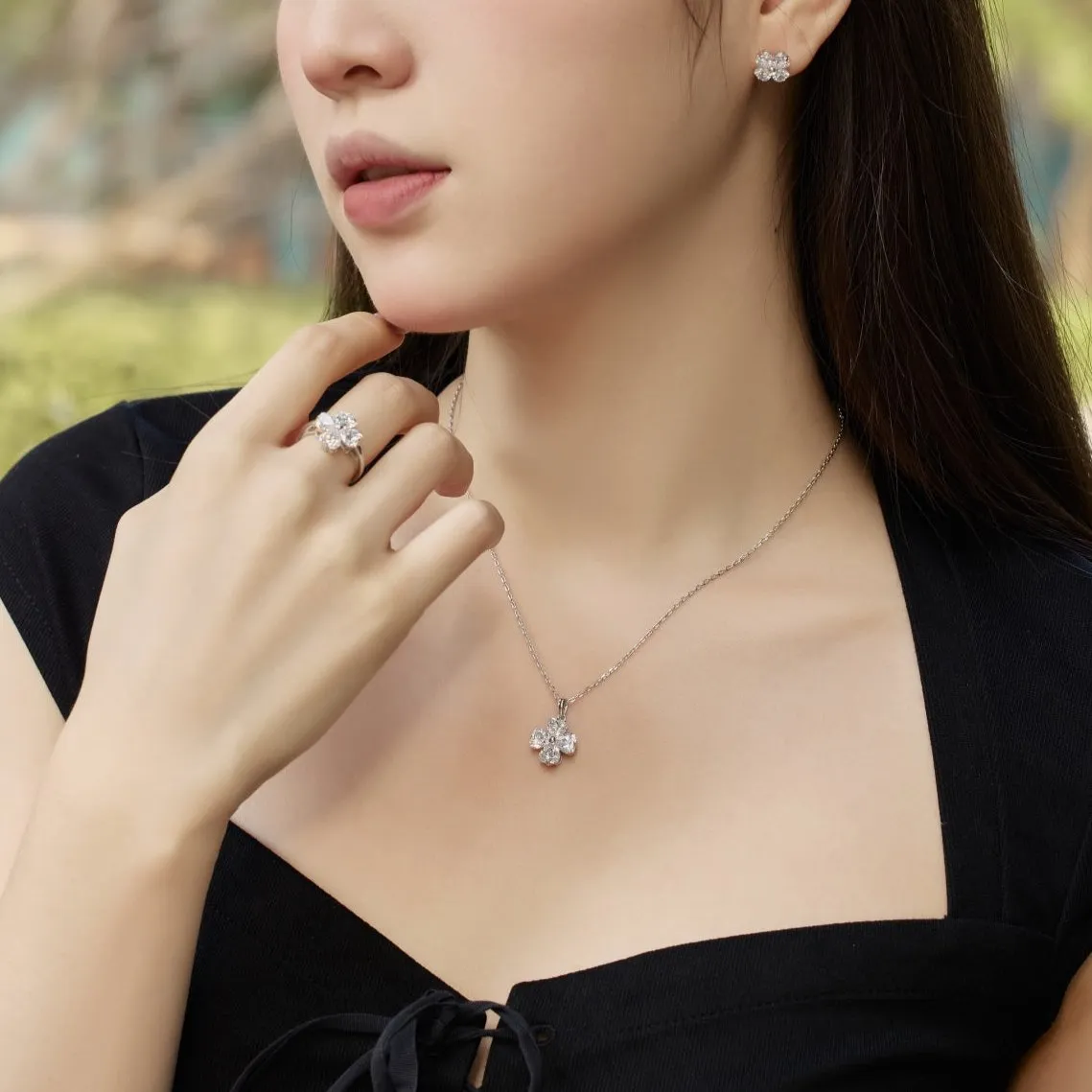 Iced Flora 3 Carat Heart Clover Necklace