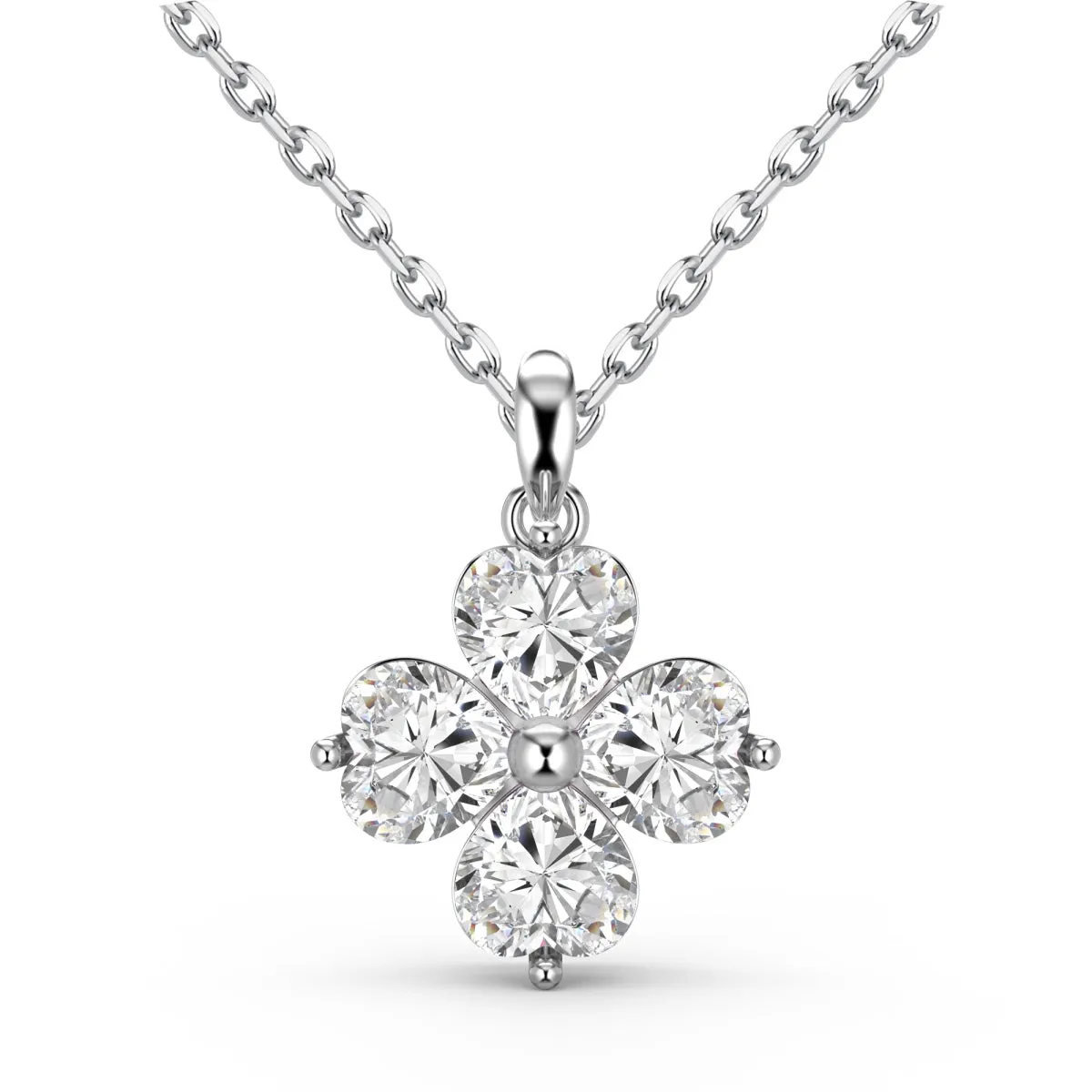 Iced Flora 3 Carat Heart Clover Necklace