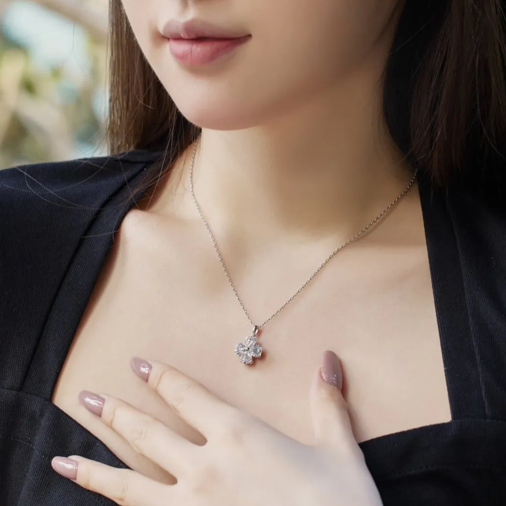 Iced Flora 3 Carat Heart Clover Necklace
