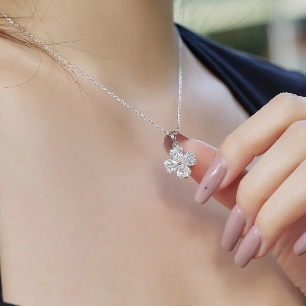 Iced Flora 3 Carat Heart Clover Necklace